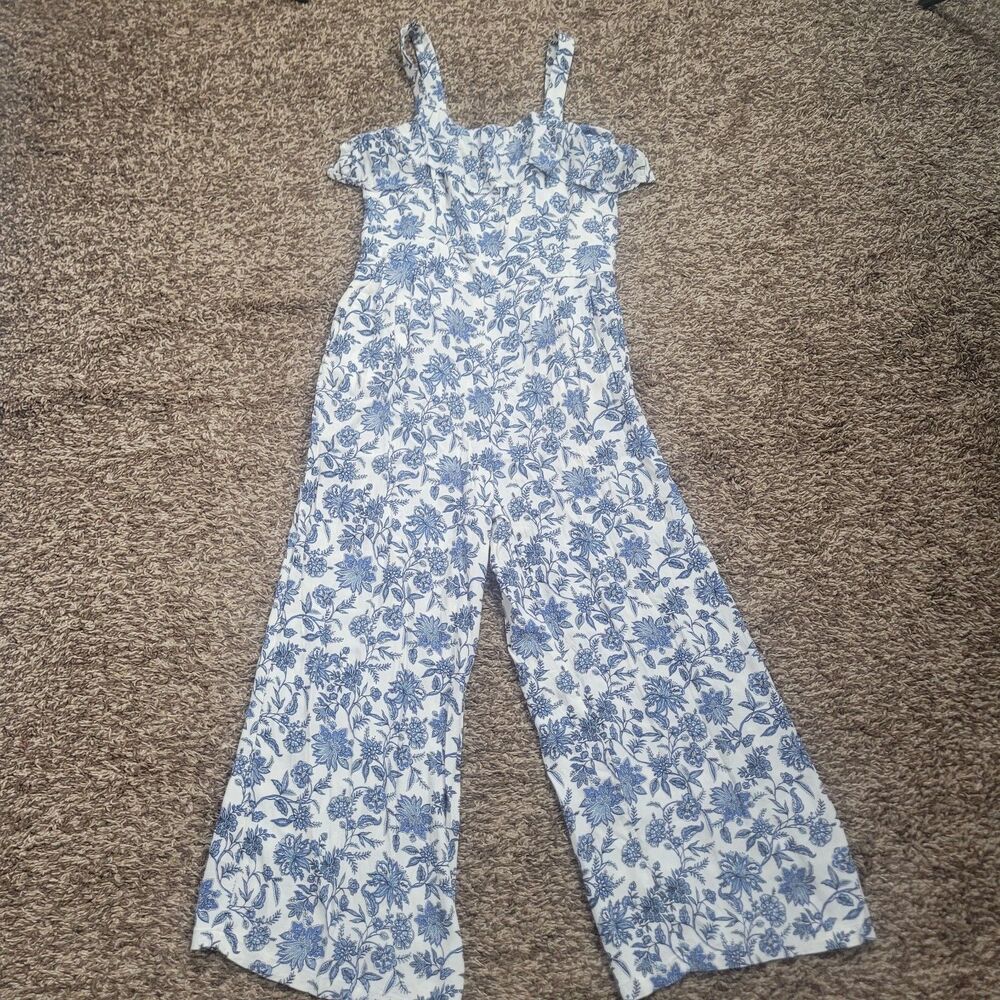 LOFT Trellis Garden Jumpsuit Womens Size 2 Floral Sleeveless Wide Leg